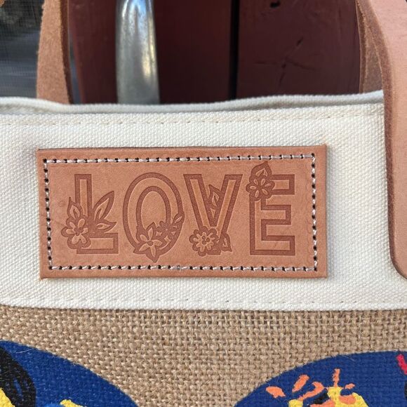 Canvas bag, heart flower print, love logo, multifunctional, great shape, 15x13x6 - Picture 2 of 7